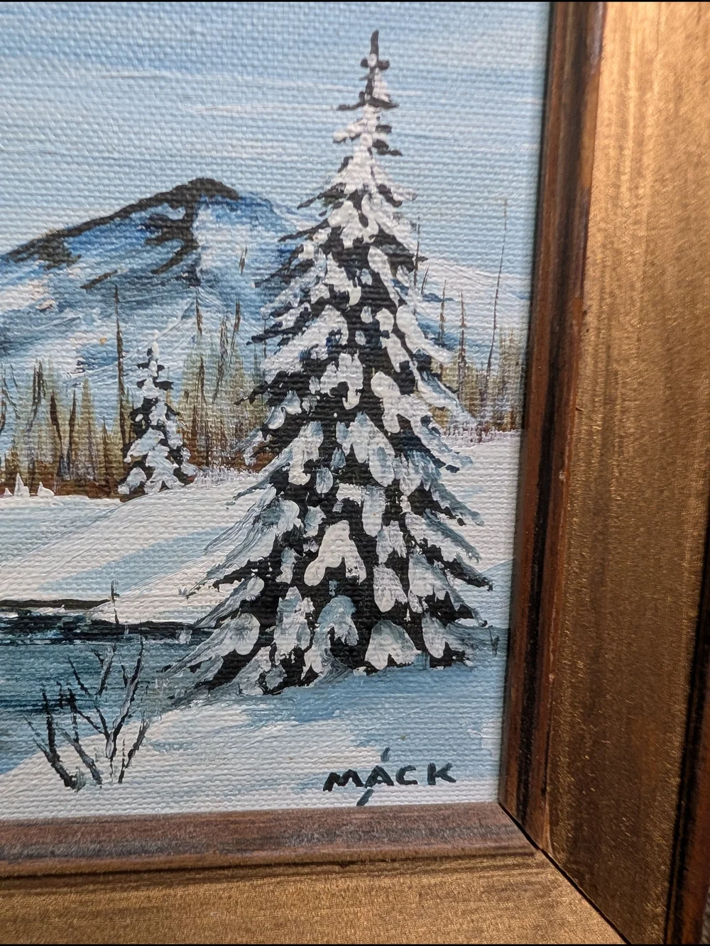 Vintage Betty Mack Wood Framed Winter Landscapes 4 Oil Paintings On Board 11x13